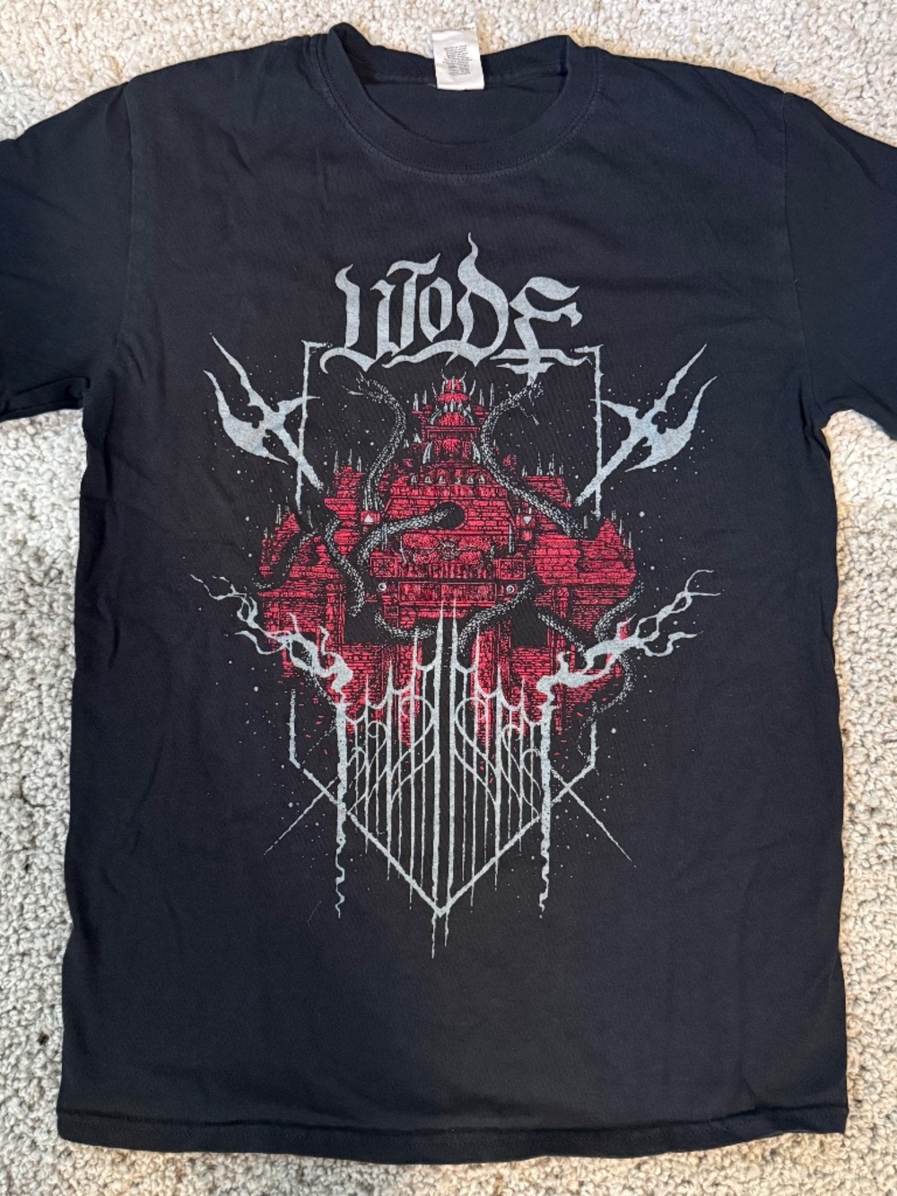 Wode Graphic Band T-Shirt Black Size Small UK Black Metal Tee